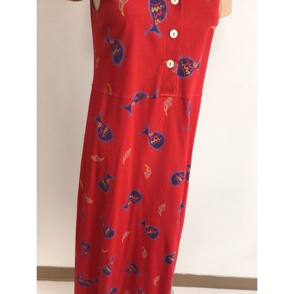 Zip Code Vintage Maxi Dress Fish Print Womens 8 - Picture 6 of 8